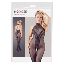 NO:XQSE NO:XQSE - V-hímzéses, csipke nyakpántos overall (fekete) fantázia ruha