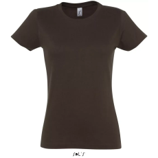  Női IMPERIAL környakú rövid ujjú pamut póló, SOLS SO11502, Chocolate-2XL