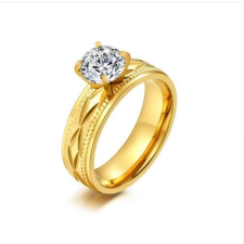  Női jegygyűrű, karikagyűrű, rozsdamentes acél, arany színű, 9-es méret gyűrű