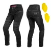  Női motoros farmer W-TEC Biterilla Eva Lady, övhurok, mosógépben mosható, kivehető térd- és csípőprotektorok, aramid megerősítés fekete XS, meghosszabbított hossz