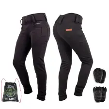  Női motoros leggings W-TEC Nombutta fekete XL, meghosszabbított hossz motoros nadrág