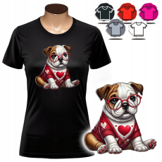  NŐI NYOMTATOTT PÓLÓ - AJÁNDÉK KUTYAFAJTA BULLDOG SZÍV - S