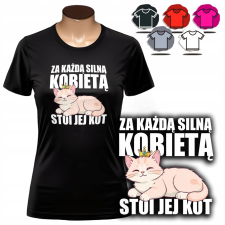  NŐI NYOMTATOTT PÓLÓ - ERŐS NŐ MACSKA KAWAII MINTA - XS női póló