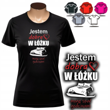 NŐI NYOMTATOTT PÓLÓ - JÓ VAGYOK AZ ÁGYBAN, TUDOK ALUDNI - L női póló