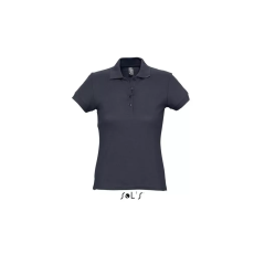  Női PASSION négy gombos rövid ujjú galléros pamut póló, SOLS SO11338, Navy-S