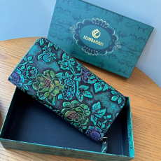  NŐI PÉNZTÁRCA -DOMBORNYOMOT- VIRÁGMINTÁS- SÖTÉTZÖLD-