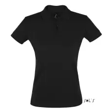  Női PERFECT három gombos rövid ujjú galléros piké pamut póló, SOLS SO11347, Black-L
