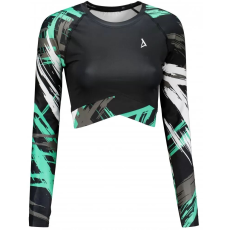  Női prémium, hosszú ujjú funkcionális crop felső ALTISPORT VOJ/ALW039TR04 FEKETE/TÜRKIZ méret: XS