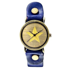 Női retro punk karóra – 33 mm, kék bőrszíj, barna számlap karóra