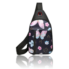  NŐI TESTTÁSKA-VIRÁGOS- PILLANGÓS-FEKETE-