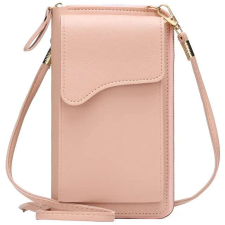  Női válltáska, crossbody, mobiltelefon táska, pénztárca funkció, ökológiai bőr,  Rózsaszín kézitáska és bőrönd
