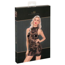 Noir - hímzett-rózsás, ujjatlan miniruha (fekete) fantázia ruha