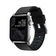 Nomad Active Pro Apple Watch 42/44/45mm szíj, fekete ezüst csattal okosóra kellék