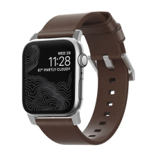 Nomad Leather Strap Apple Watch Bőr szíj 49/45/44/42mm - Barna/Ezüst (NM1A4RSM00) okosóra kellék