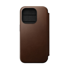 Nomad Modern Leather Folio iPhone 15 Pro flip tok, barna tok és táska