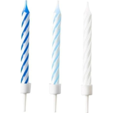Noname Gyertya 9904364 - Fehér/Kék, Spirálcsíkos, 10 db (0192937013700) party kellék