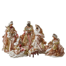Nonbrand Betlehem család 6db-os bézs-arany karácsonyi dekoráció