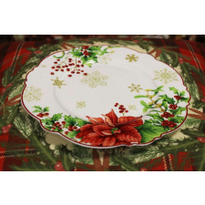 Nonbrand Fehér desszertes tányér karácsonyi dísszel 20cm tányér és evőeszköz