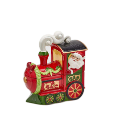 Nonbrand Keksztartó mozdony porcelán 26x23x14cm karácsonyi dekoráció