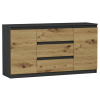 Nonbrand Komód, 3 fiókos, 2 ajtós, R140-S3, 140x76x40 cm,  antracit - artisan sonoma