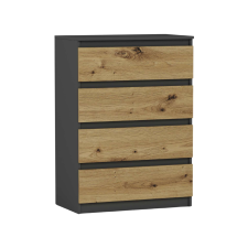 Nonbrand Komód 4 fiókos - R4 - antracit - artisan tölgy bútor