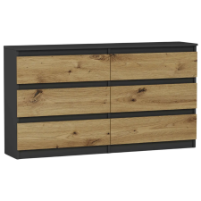 Nonbrand Komód 6 fiókos 140 cm- R140 antracit - artisan tölgy bútor