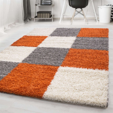 Nonbrand LIFE Kockás Szőnyeg - Narancssárga, Szürke, Fehér - 200x290 cm lakástextília