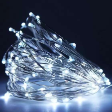 Nonbrand Micro LED elemes Fényfüzér , 50LED, Hideg fehér karácsonyfa izzósor