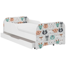 Nonbrand MIKI gyerekágy 160x80cm matraccal és ágyneműtartóval - erdei állatkák ágy és ágykellék