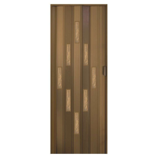 Nonbrand PVC hajtogatott ajtó, 100x203cm, 8 üveg, dió színű nyílászáró