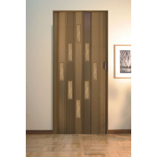 Nonbrand PVC összecsukható ajtó, 100x203cm, 8 ablakkal, dió színű nyílászáró