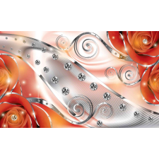 Nonbrand Rózsás 3D Fotótapéta - Narancssárga - Gyémánt - XL tapéta, díszléc és más dekoráció