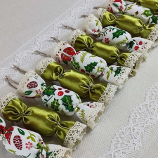 Nonbrand Textil szaloncukor (10 db-os szett) karácsonyfadísz