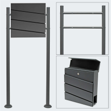 Nonbrand V16 Antracit Fali Postaláda Szett - Acél - 37x37x10,5cm postaláda