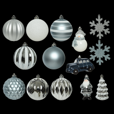 Norand KARÁCSONYFA DÍSZ SZETT 25 DB-OS KÉK/ FEHÉR karácsonyfadísz