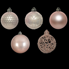 Norand KARÁCSONYFADÍSZ GÖMB SZETT 37 DARAB PÚDER RÓZSASZÍN karácsonyfadísz