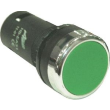 Noratex Rugós visszatérítésű zöld nyomógomb műanyag peremmel 1 nyitott érintkezővel villanyszerelés