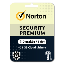 Norton Security Premium + 25 GB Cloud tárhely (10 eszköz / 1 év) (Elektronikus licenc) karbantartó program