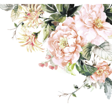  Nosztalgikus hangulatú romantikus virágdekor fehér rózsaszín zöld mályva és fekete tónusok falpanel/digitális nyomat tapéta, díszléc és más dekoráció