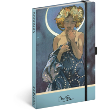 Notique jegyzetfüzet Alfons Mucha - Hold motívummal, pöttyözött, 13 x 21 cm füzet