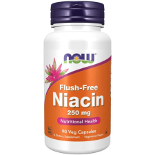Now Foods NOW Niacin, Nincs bőrpír mellékhatás, 250 mg, 90 gyógynövényes kapszula vitamin és táplálékkiegészítő