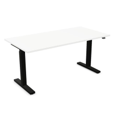 Nowystyl Íróasztal NOWYSTYL elektromosan állítható magasságú 1600x800 mm fekete T-lábas fehér íróasztal