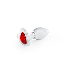 NS Novelties Crystal Desires Red Heart - vízálló, üveg anál dildó - 7,2 cm (átlátszó-piros) műpénisz, dildó