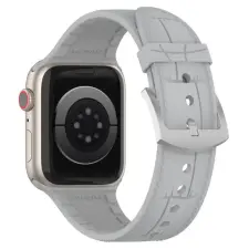 NUBO Apple Watch kompatibilis szövet hatású szilikon pótszíj - szürke - 42/44/45/46mm okosóra kellék