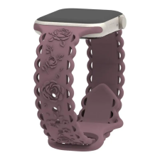 NUBO Apple Watch lézergravírozott szilikon szíj - füstös lila - 42/44/45/46mm okosóra kellék