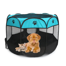 Nunbell Hordozható kisállat kennel, 90 x 90 x 60 cm, tengerkék szállítóbox, fekhely kutyáknak