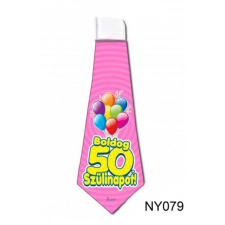  Nyakkendő NY079 Boldog 50 Szülinapot rózsaszín - Tréfás Nyakkendő vicces ajándék