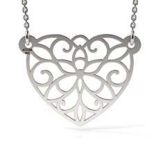  Nyaklánc ezüst medál modellel Csipke szív nyaklánc
