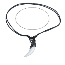Nyaklánc, férfi, unisex, csúszócsomós, farkasfej, fog medál, amulett - 7 ékszer szett