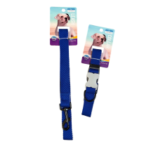  Nyakörv + póráz szett – kék, L méret nyakörv, póráz, hám kutyáknak